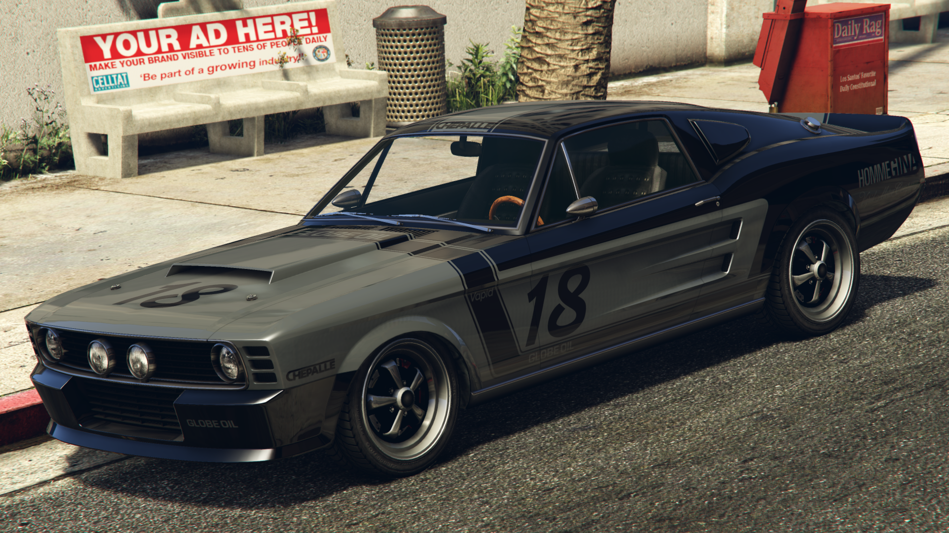 No. "18" HommeginaSponsors: Chepalle, Globe Oil and Vapid.