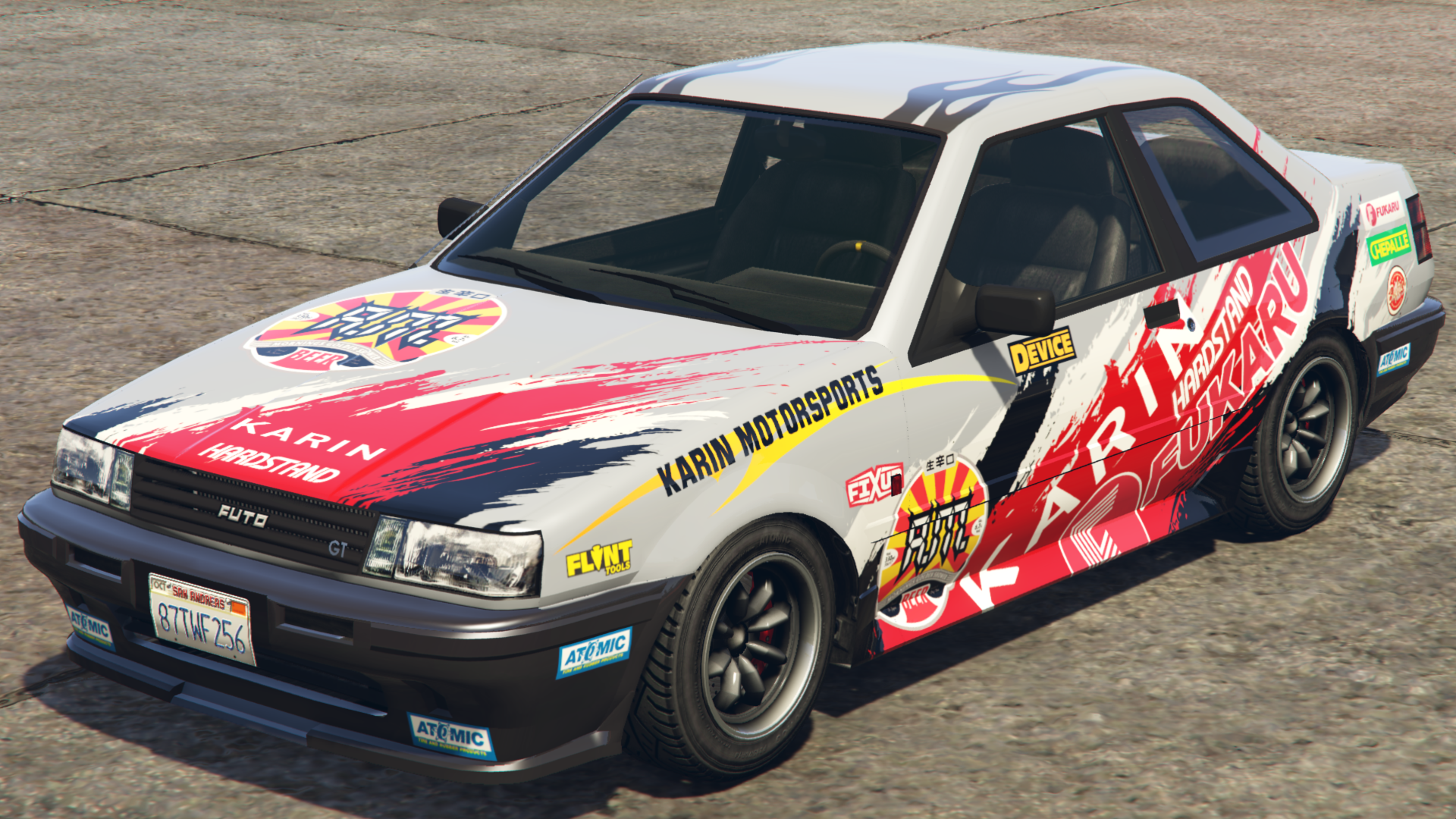 Garage DriftSponsors:A.M. Beer, Atomic,Bufties Car Wax, Chepalle, Device, Fixup, Flint Tools, Fukaru, Hardstand, Karin.