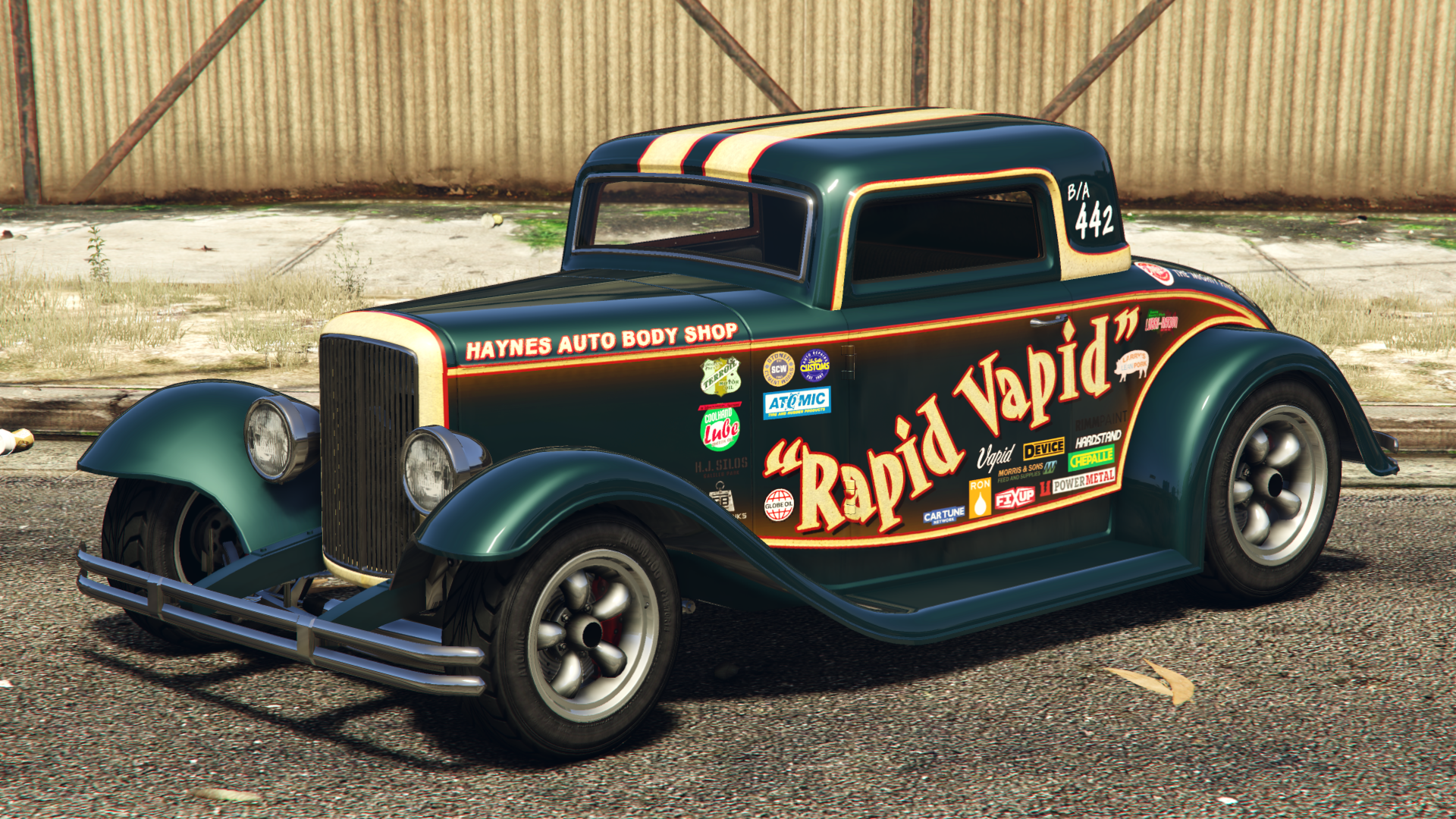 Rapid VapidSponsors:Atomic,Car Tune Network,Chepalle,Coolhand Lube,Device,Fixup,Globe Oil,Grand Banks Steel Foundry,Haynes Auto Body Shop,HJ Silos Galileo Park, Larry's Lean Pork,洛圣都改车王,Lubri-Nation, Morris & Sons,Power Metal,Rimm Paint,RON,Stoner Cement WorksandTerroil.