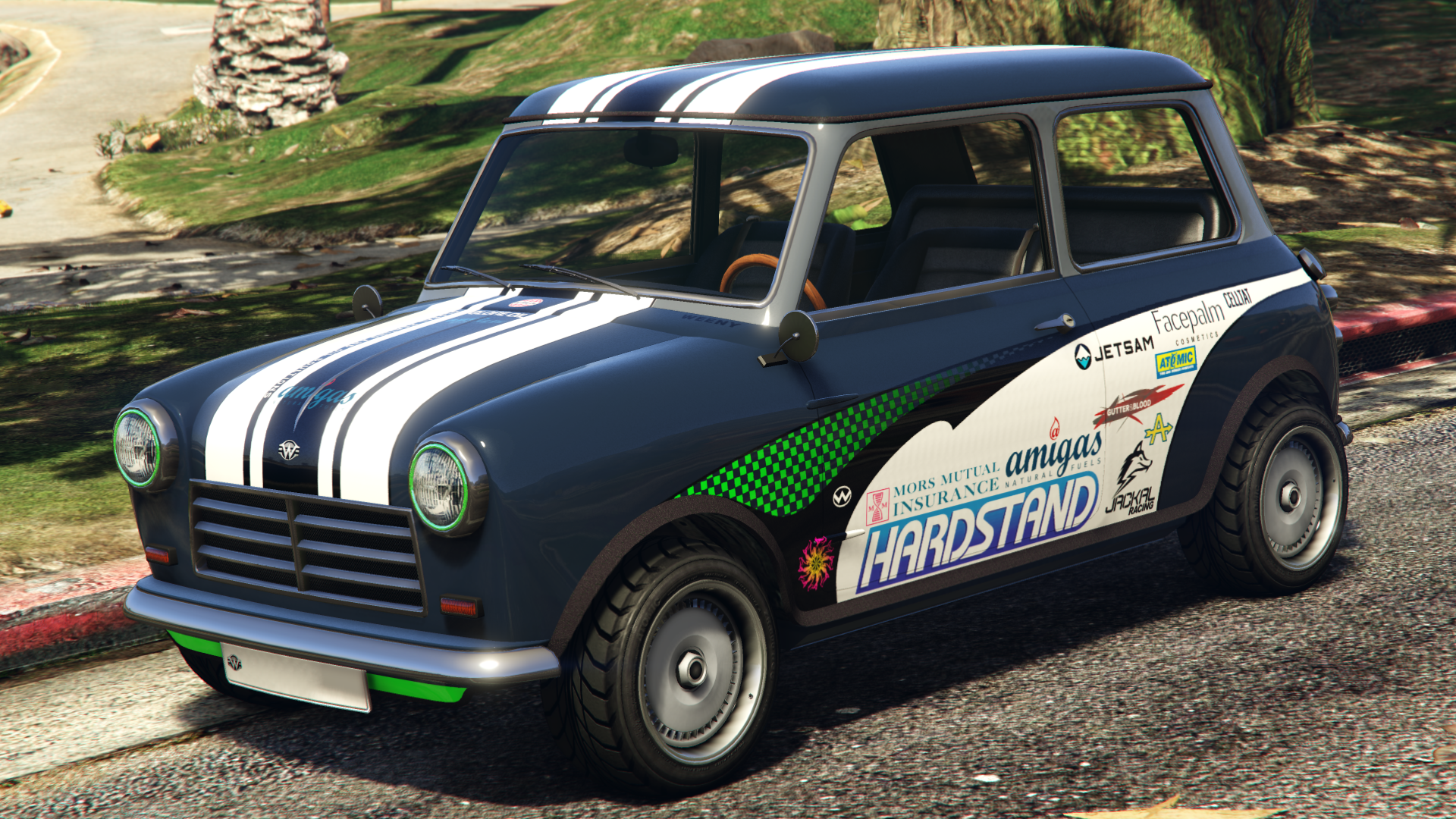 Fin RacerSponsors: Amigas, Arrow Gasoline, Atomic,Celltat Advertising,Facepalm Cosmetics, Globe Oil, Gutter & Blood, Hardstand,Jackal Racing, Jetsam, Mors Mutual Insurance and Weeny.