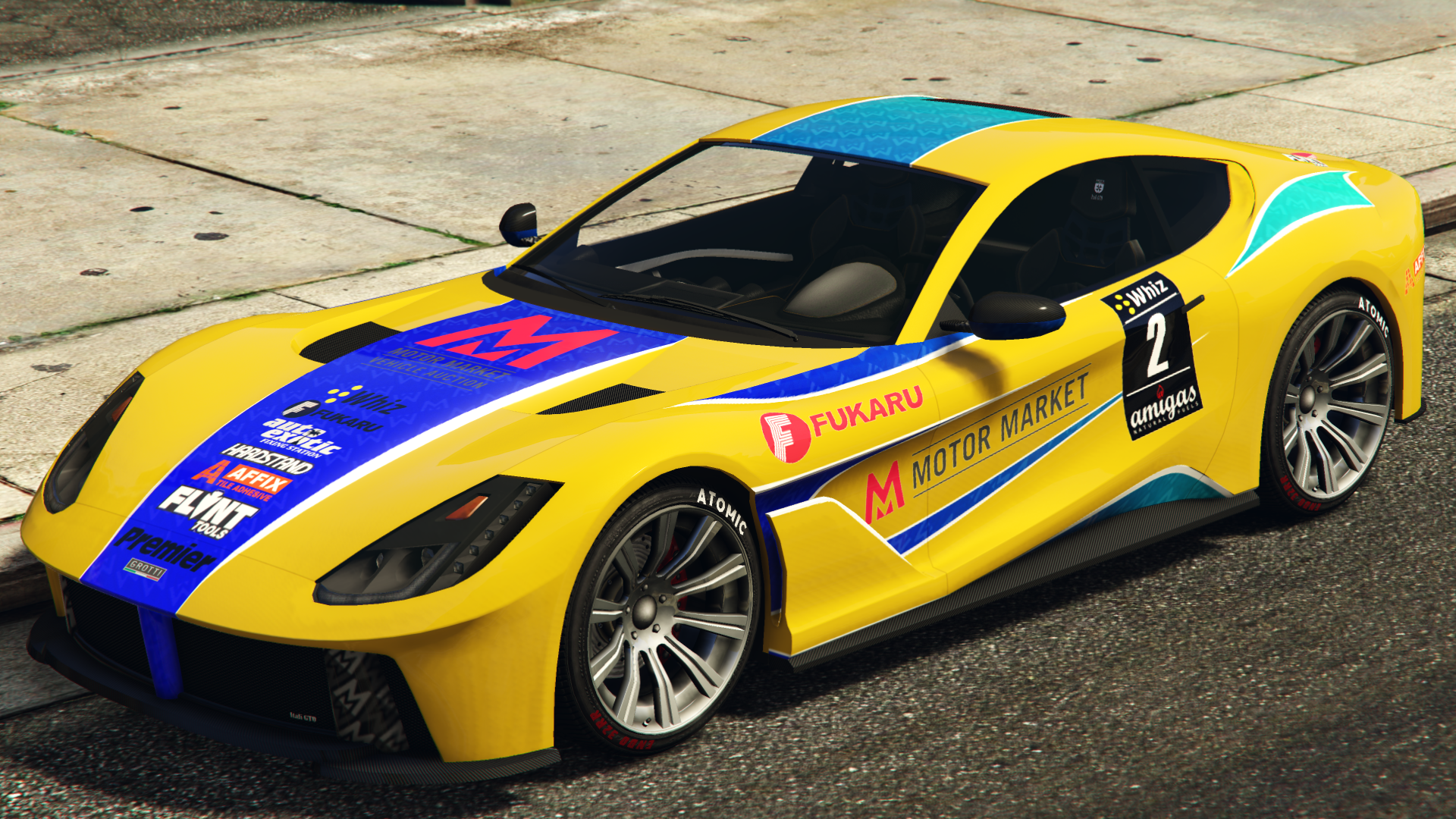 Branded RacingSponsors:Affix Tile Adhesive,Amigas, Auto Exotic,Flint Tools, Fukaru, Hardstand, Motor Market,Premierand Whiz.