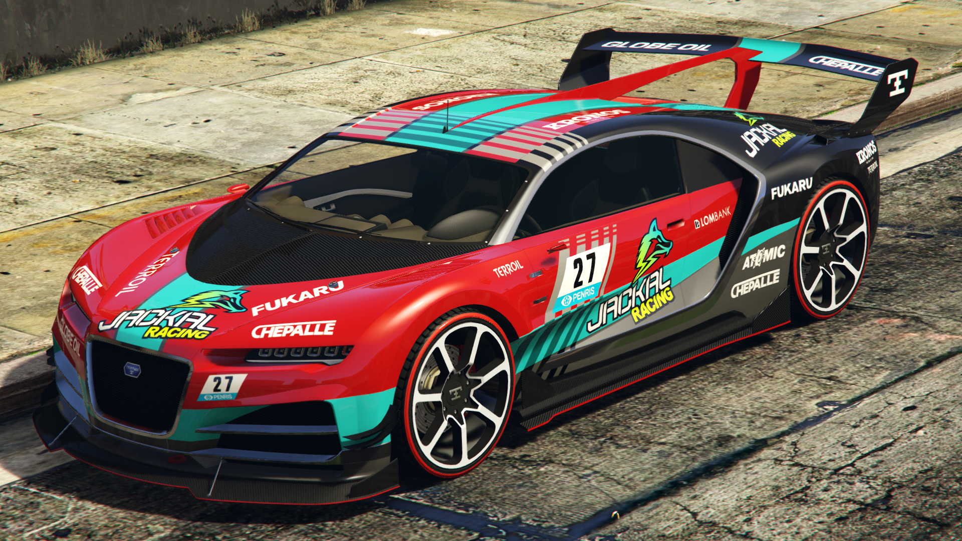 JackalTurquoise LiverySponsors: Atomic, Chepalle, Fukaru,Globe Oil,Kronos, Lombank, Penris,Terroiland Truffade.